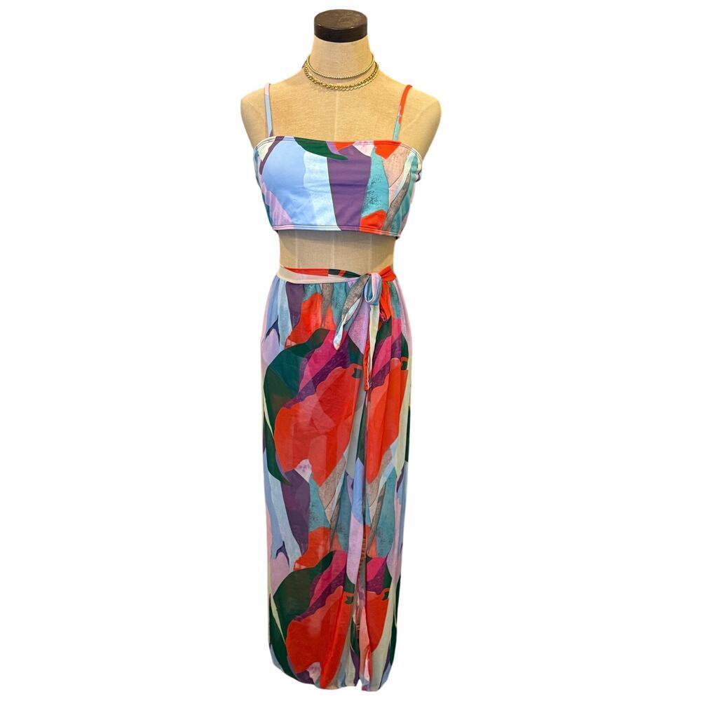 3 Piece Swimsuit Bikini Wrap Multicolor Set size XL